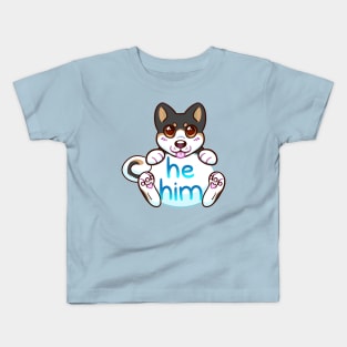 Doggy Pronouns - He/Him Kids T-Shirt